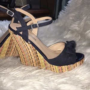 charming Charlie denim wedges sz 71/2